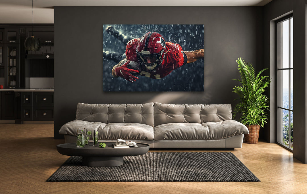 Rainy American Football Glass Wall Art art glass wall art, glass wall art pictures
