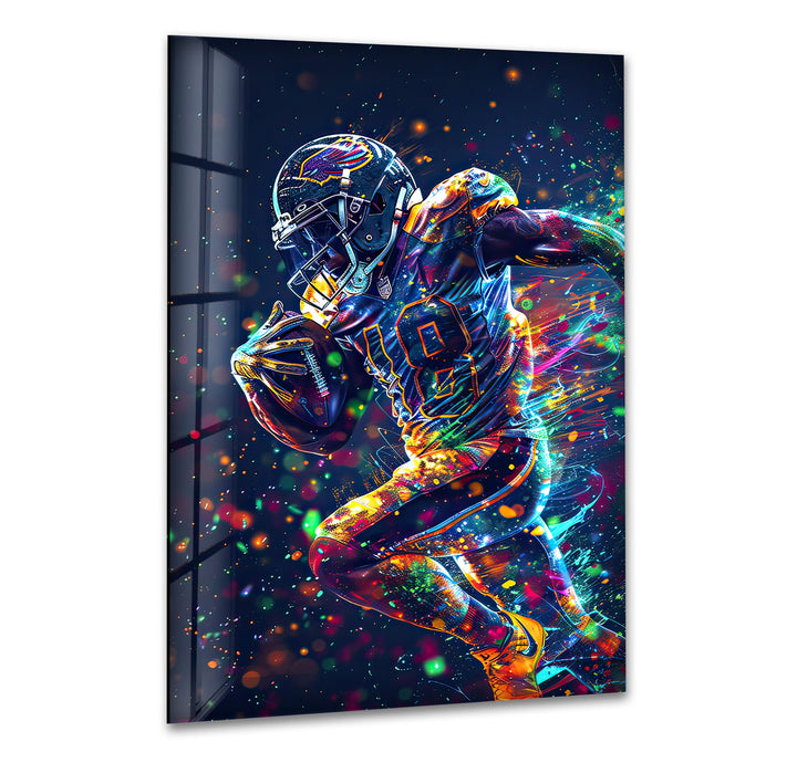 Neon American Football Glass Wall Art glass image printing, glass prints from photos
