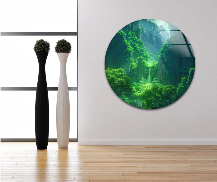 Lush Green Exotic Trees Glass Wall Art photo print on glass, prints on glass wall art