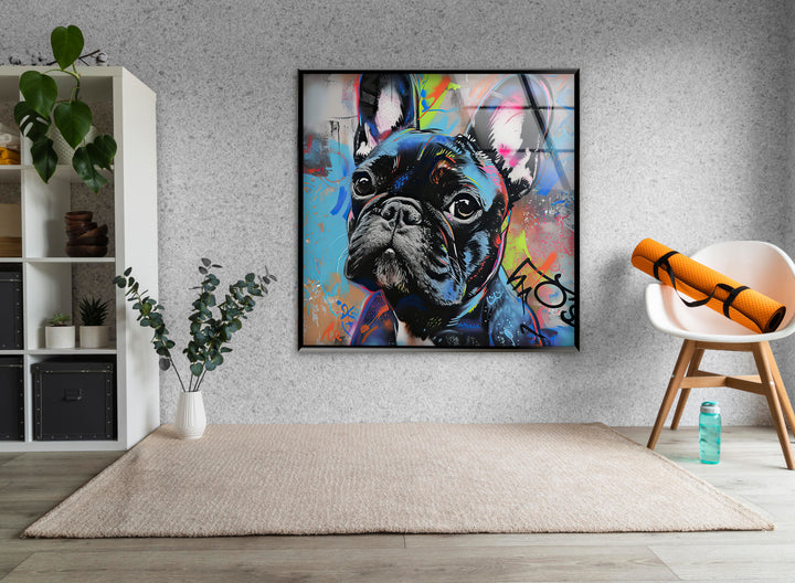 French Bulldog Graffiti Glass Wall Art glass image printing, glass prints from photos
