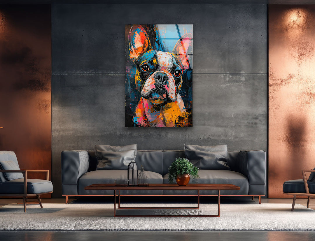 French Bulldog Colored Glass Wall Art glass photo prints, glass picture prints
