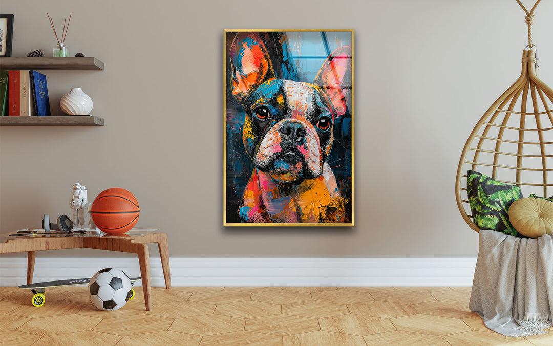 French Bulldog Colored Glass Wall Art glass pictures for Wall, glass prints wall art
