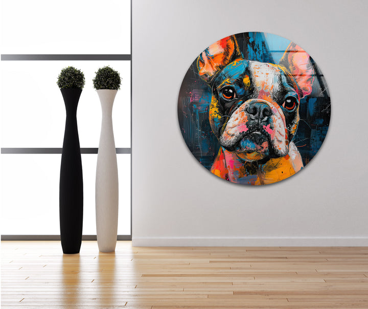 French Bulldog Colored Glass Wall Art photo print on glass, prints on glass wall art
