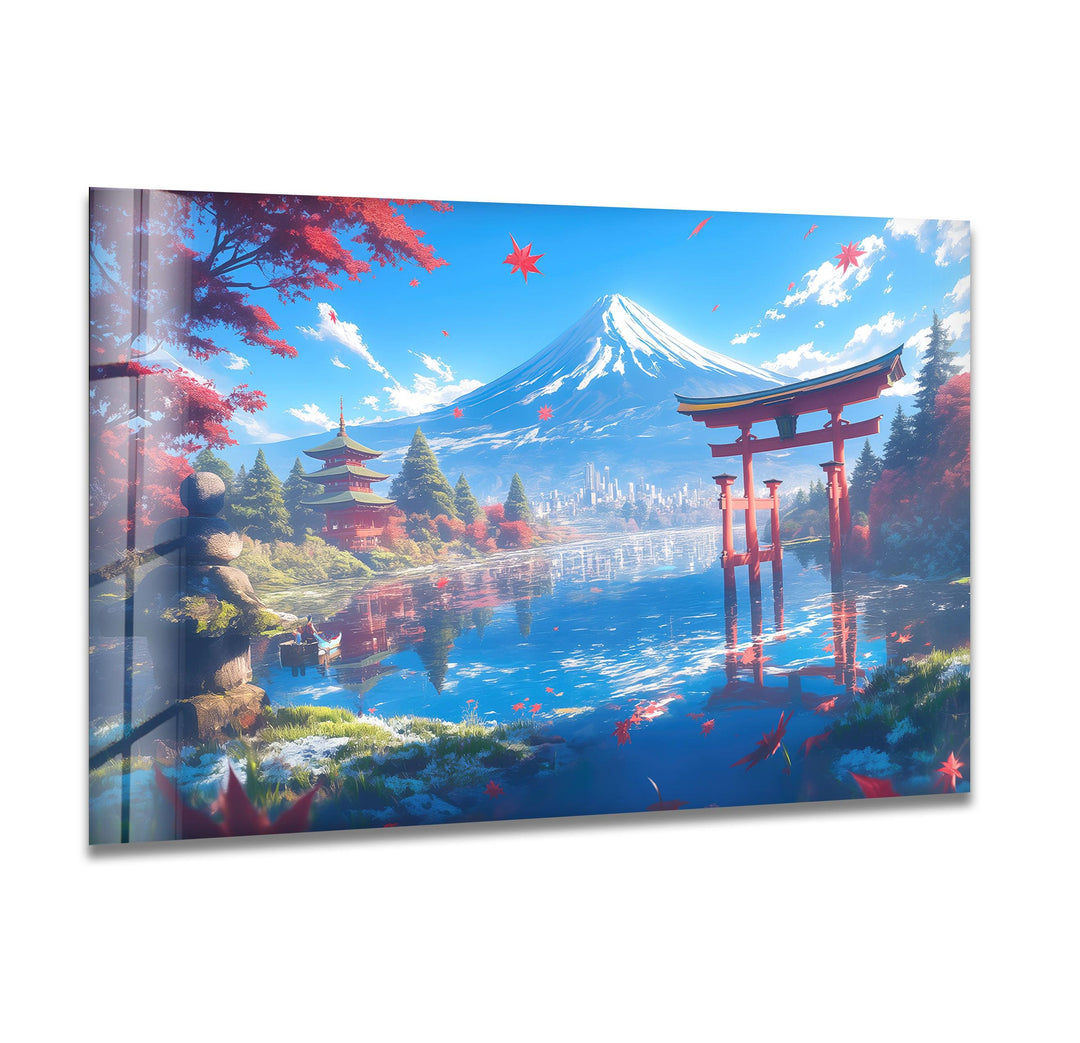 Fuji in Japan With The Pagoda Glass Wall Art Glass Printing Wall Art, Print photos on glass
