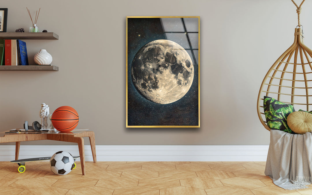 Full Moon Landscape Glass Wall Art glass pictures for Wall, glass prints wall art
