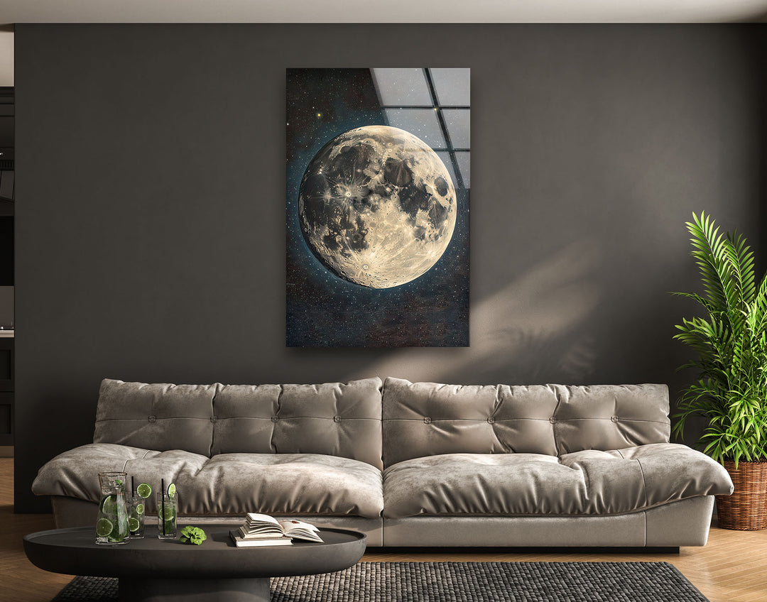 Full Moon Landscape Glass Wall Art stained glass wall art, stained glass wall decor
