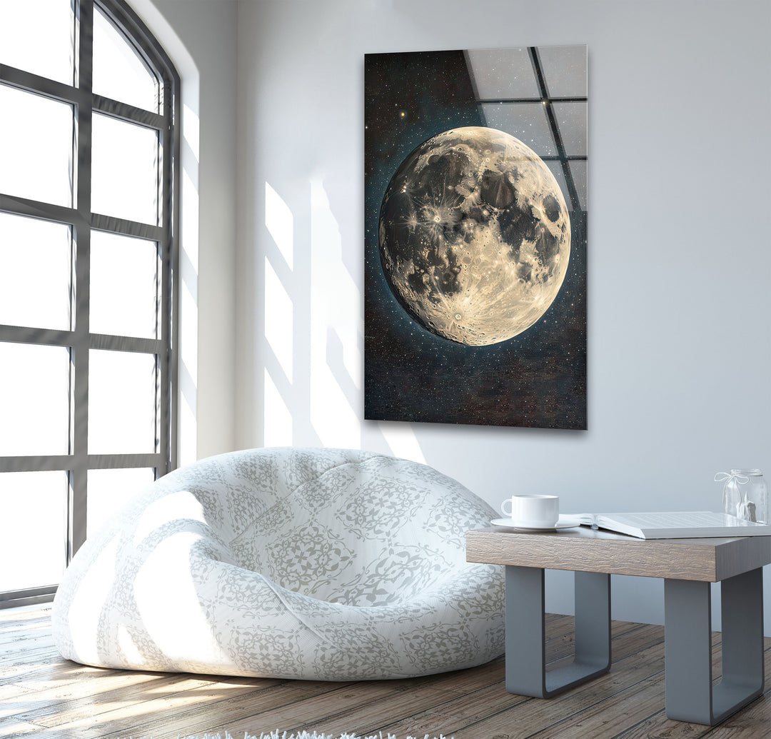 Full Moon Landscape Glass Wall Art custom glass pictures, glass art prints
