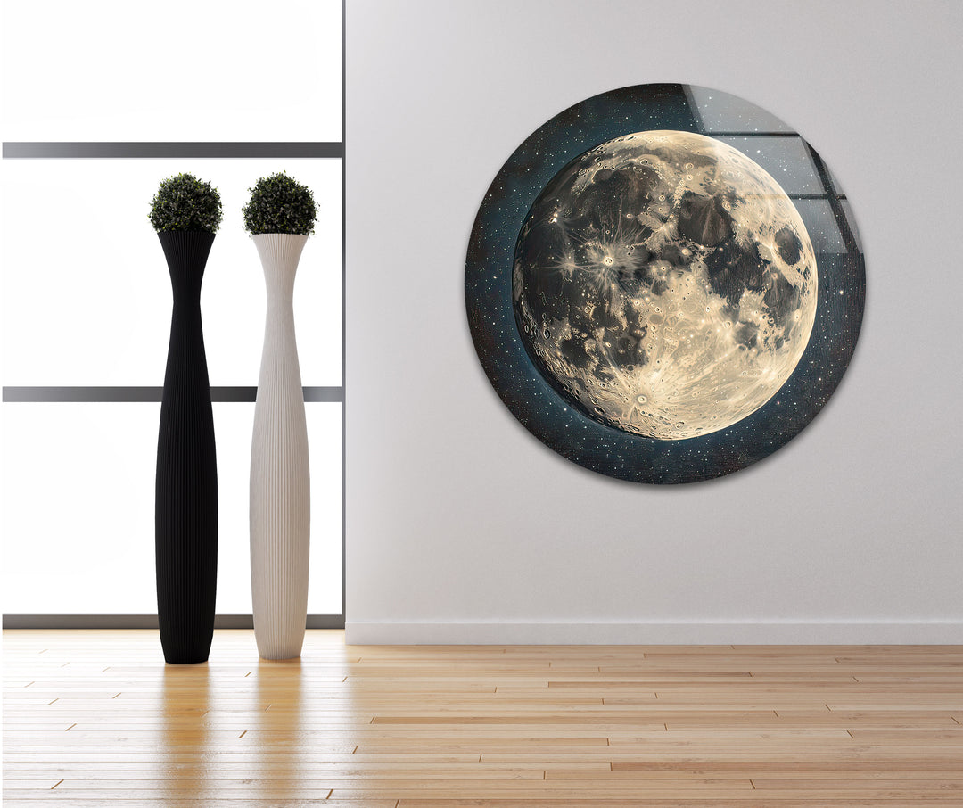 Full Moon Landscape Glass Wall Art photo print on glass, prints on glass wall art
