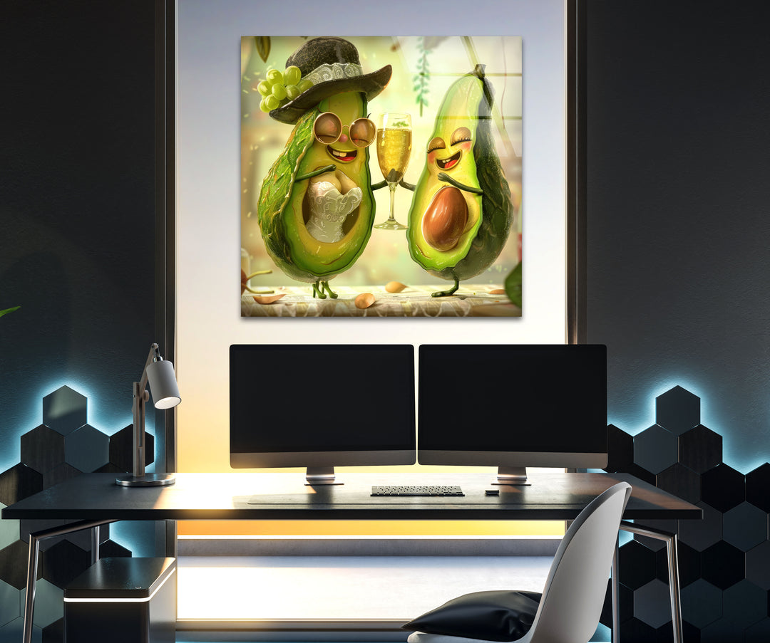 Fun Avocados Tempered Glass Wall Art - MyPhotoStation