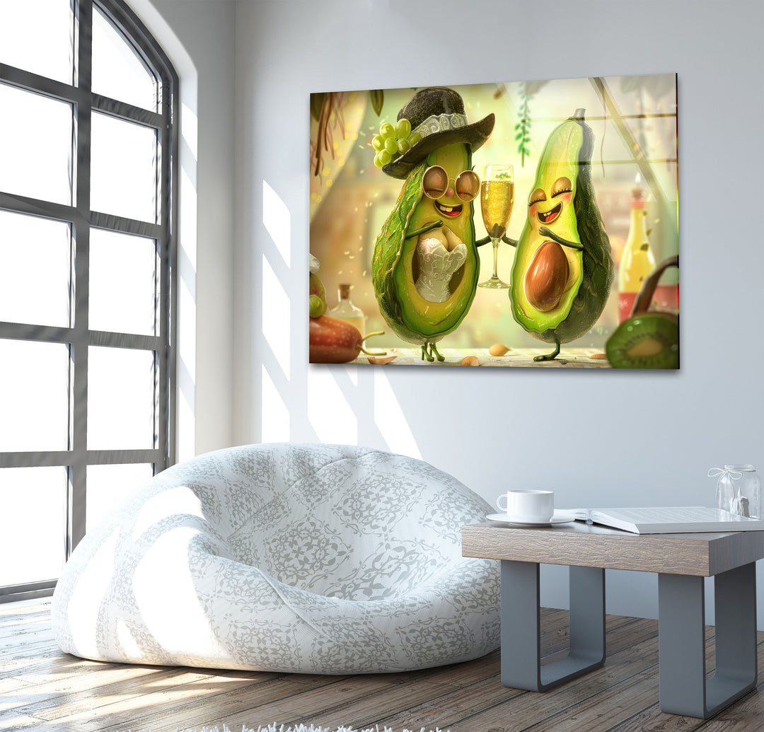 Fun Avocados Tempered Glass Wall Art - MyPhotoStation