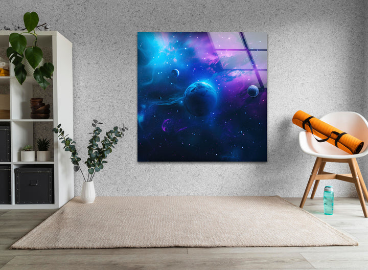 Galaxy Glass Wall Art, glass art for the Wall