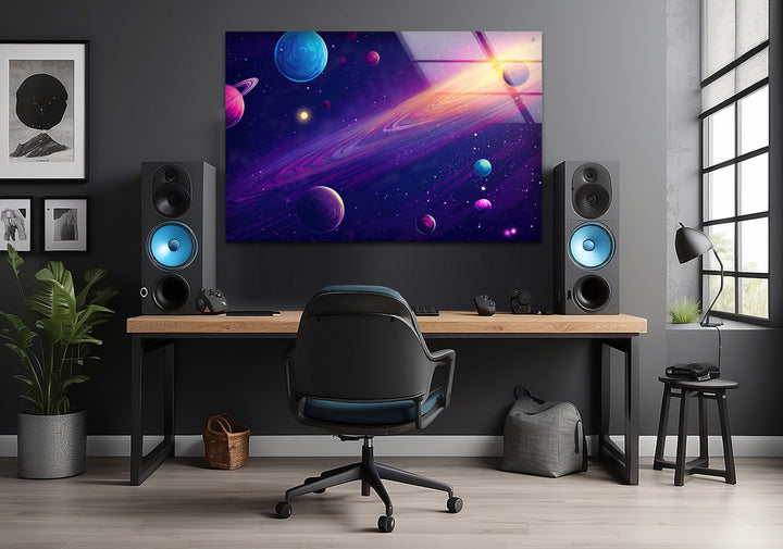 Color Galaxy Glass Wall Art, custom glass photo prints, large glass prints