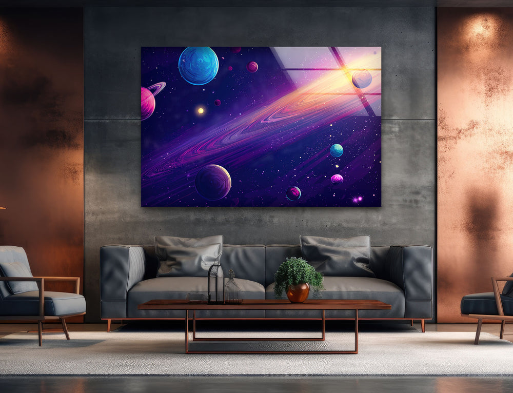 Color Galaxy Glass Wall Art, picture on glass wall art, photos printed on glass