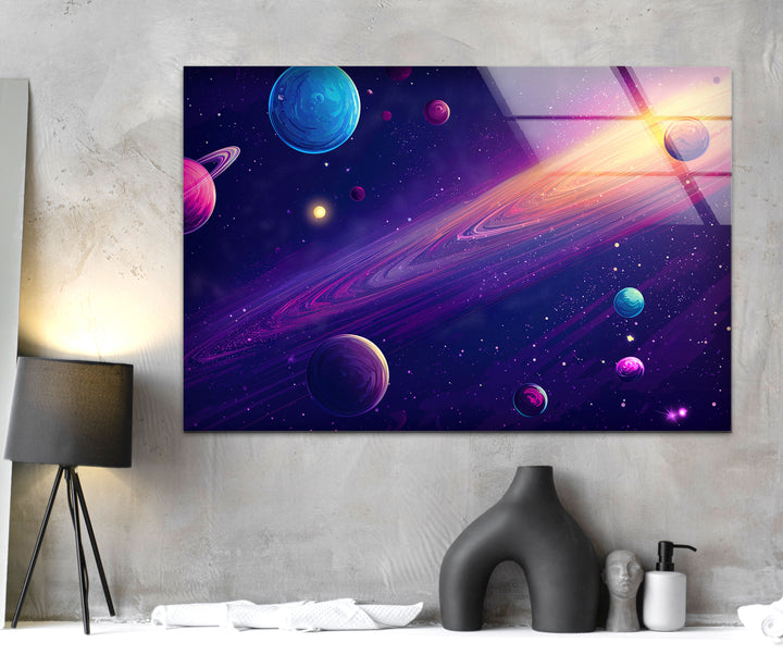 Color Galaxy Glass Wall Art, large glass photo prints, glass wall photos