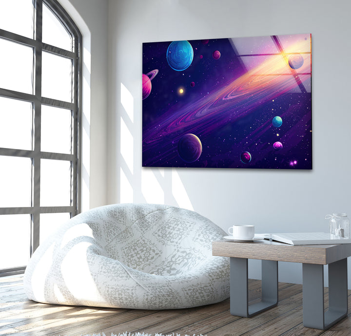 Color Galaxy Glass Wall Art, glass pictures for Wall, glass prints wall art