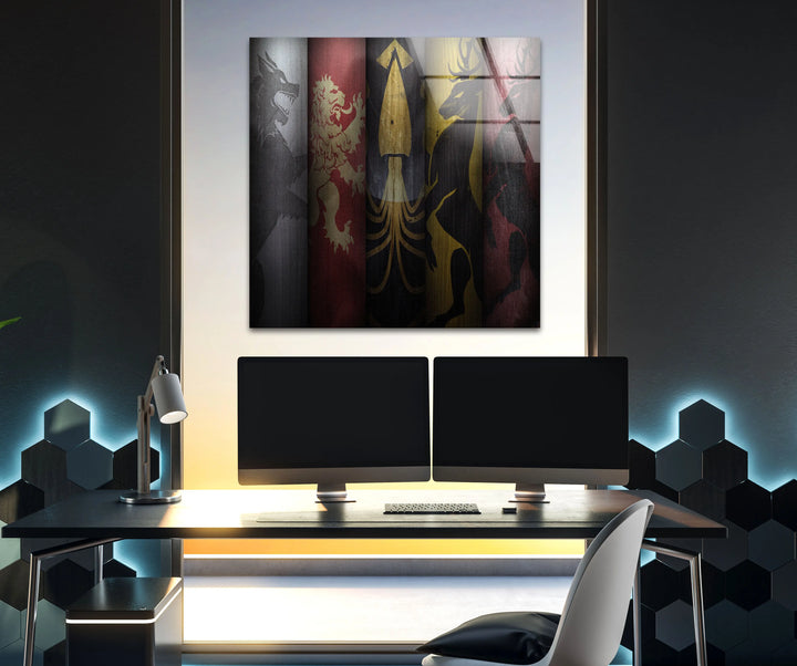 Game of Thrones Flags Glass Wall Art Glass Printing Wall Art, Print photos on glass
