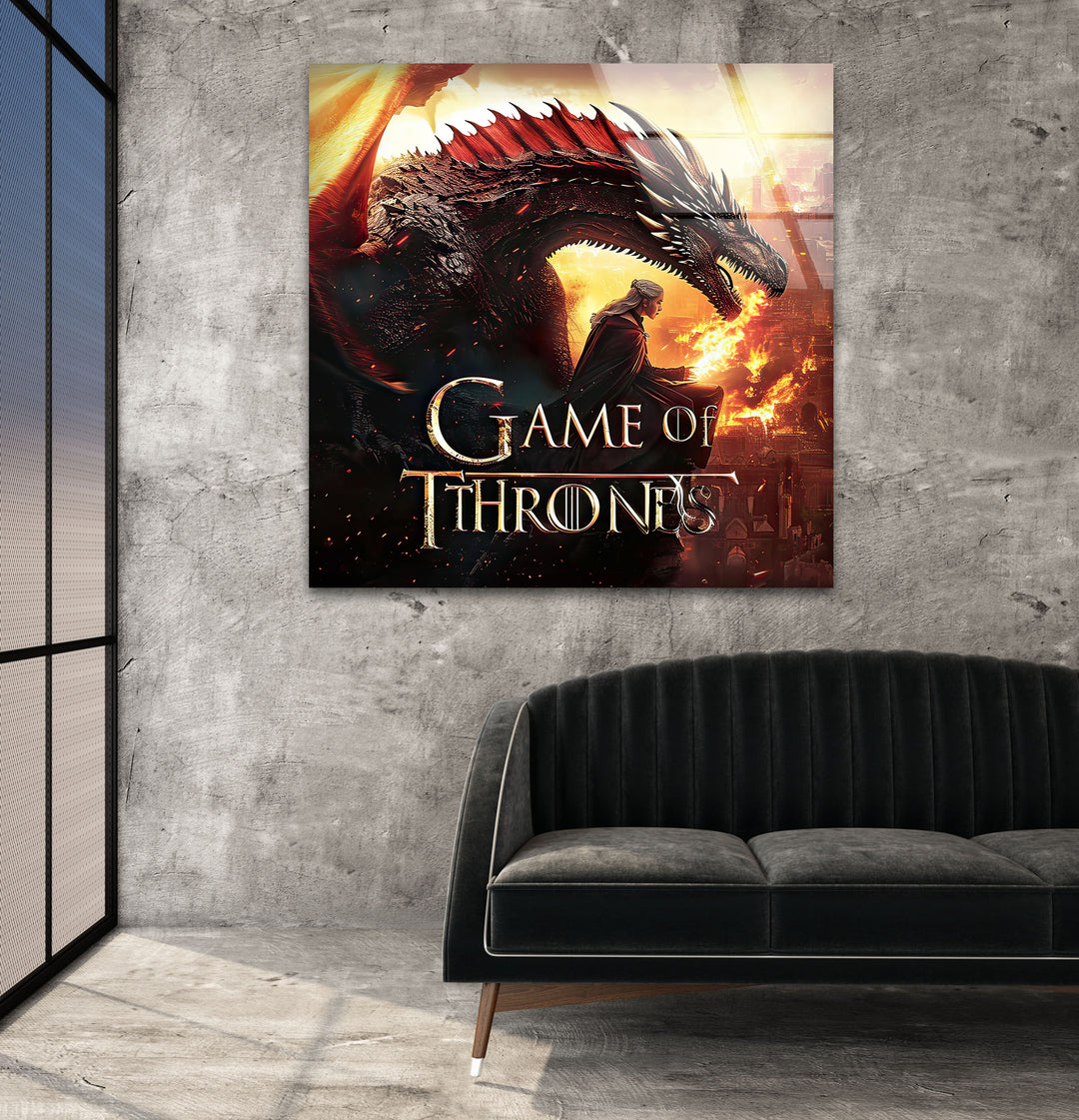 Game of Thrones Dragon & Daenerys Targaryen Glass Wall Art art glass wall art, glass wall art pictures
