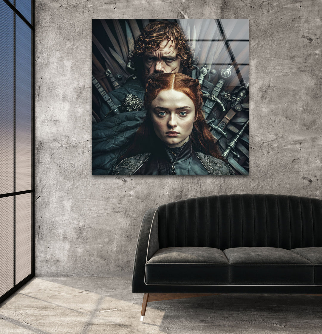 GOT Sansa Stark & Tyrion Lannister Glass Wall Art stained glass wall art, stained glass wall decor
