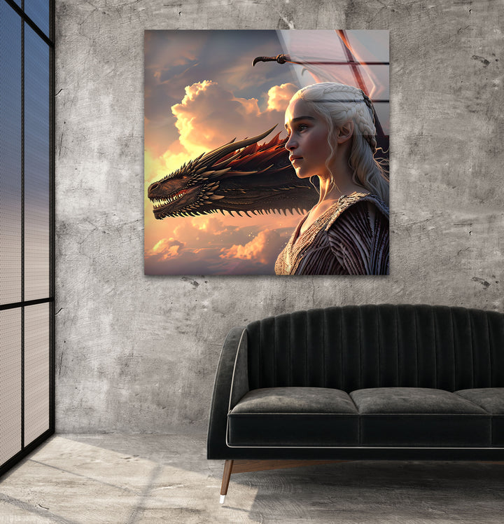 Game of Thrones Daenerys Targaryen Glass Wall Art large glass photo prints, glass wall photos
