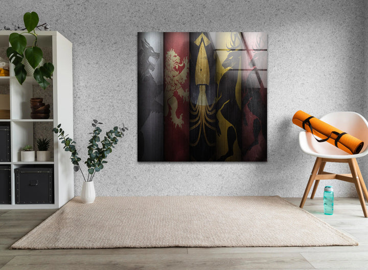 Game of Thrones Flags Glass Wall Art picture on glass wall art, photos printed on glass
