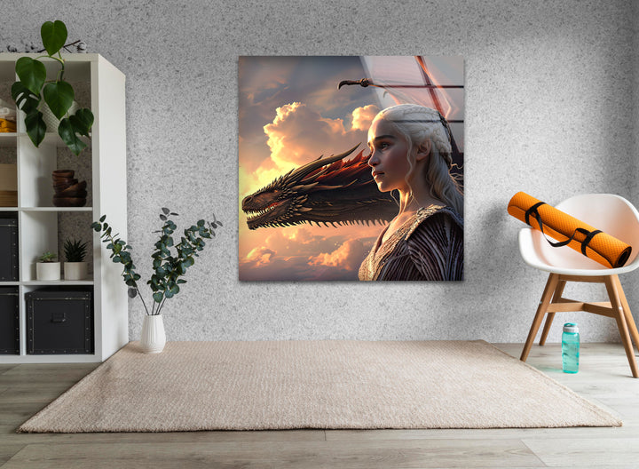 Game of Thrones Daenerys Targaryen Glass Wall Art custom glass photo prints, large glass prints
