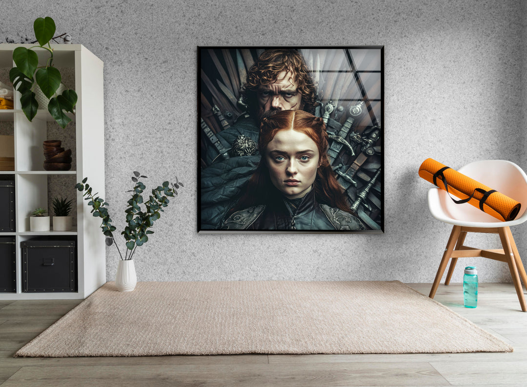 GOT Sansa Stark & Tyrion Lannister Glass Wall Art glass art painting, glass art for the Wall
