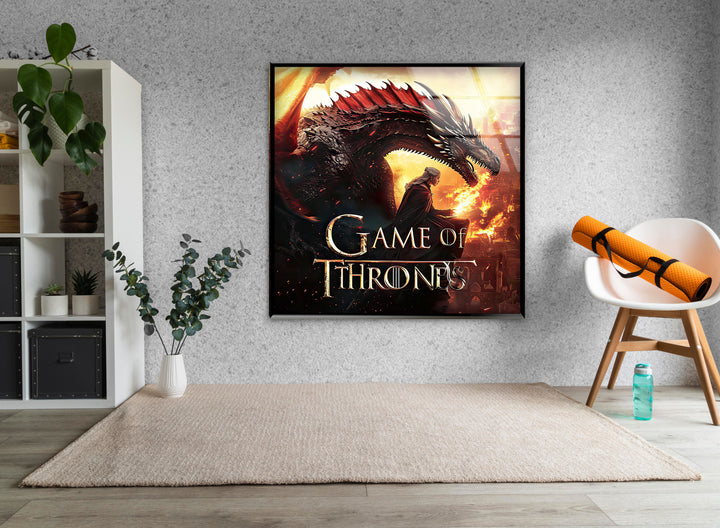 Game of Thrones Dragon & Daenerys Targaryen Glass Wall Art Glass Printing Wall Art, Print photos on glass
