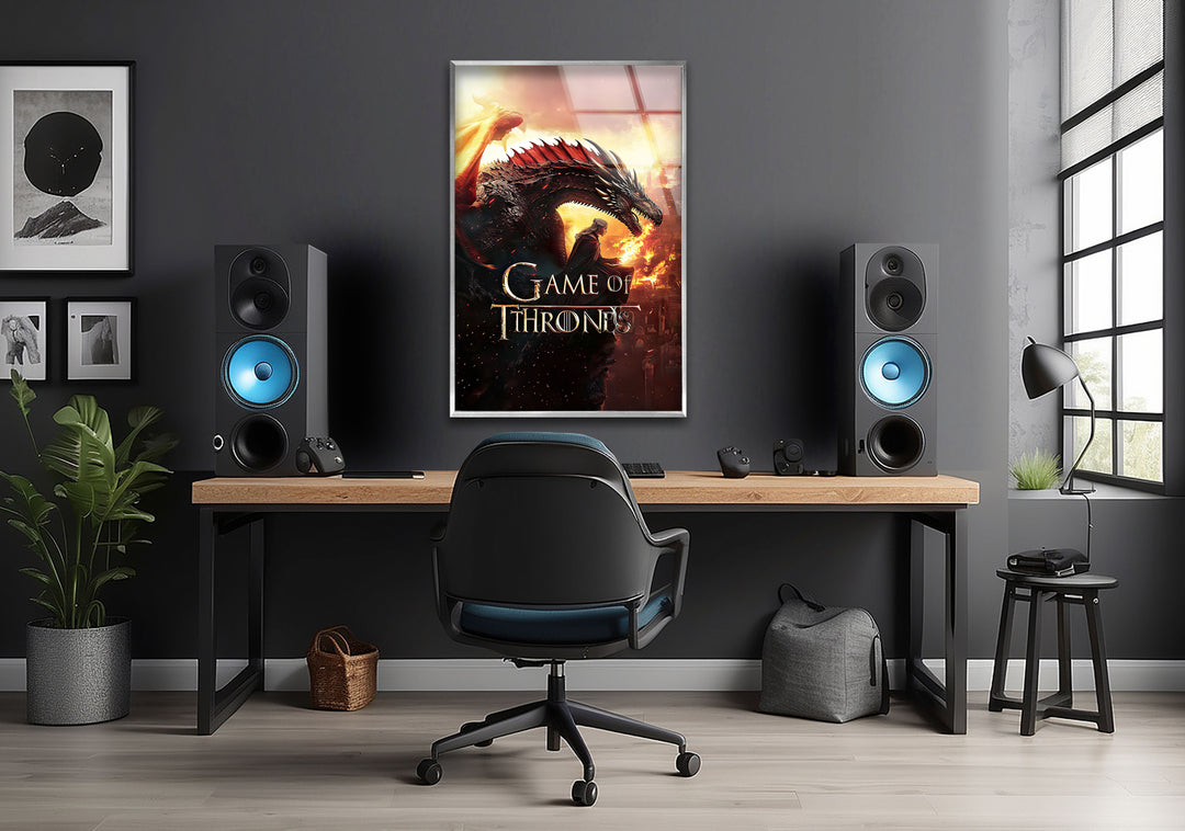 Game of Thrones Dragon & Daenerys Targaryen Glass Wall Art glass image printing, glass prints from photos
