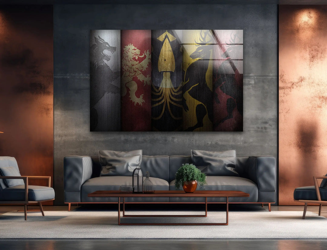 Game of Thrones Flags Glass Wall Art glass art painting, glass art for the Wall
