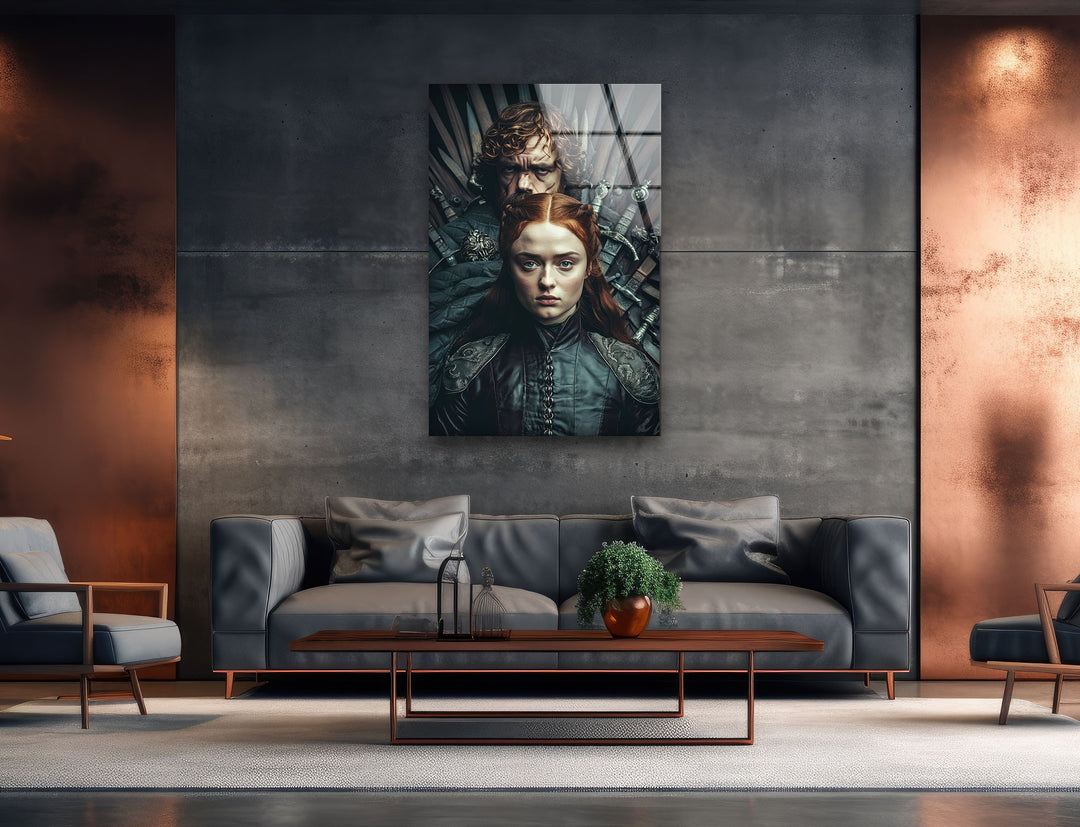 GOT Sansa Stark & Tyrion Lannister Glass Wall Art glass photo prints, glass picture prints
