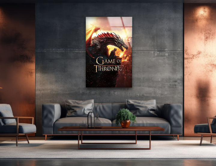 Game of Thrones Dragon & Daenerys Targaryen Glass Wall Art glass pictures for Wall, glass prints wall art
