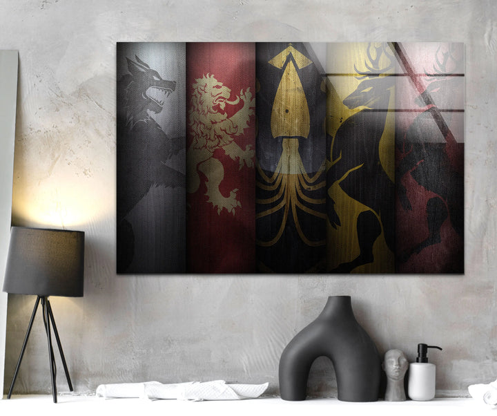 Game of Thrones Flags Glass Wall Art custom glass pictures, glass art prints
