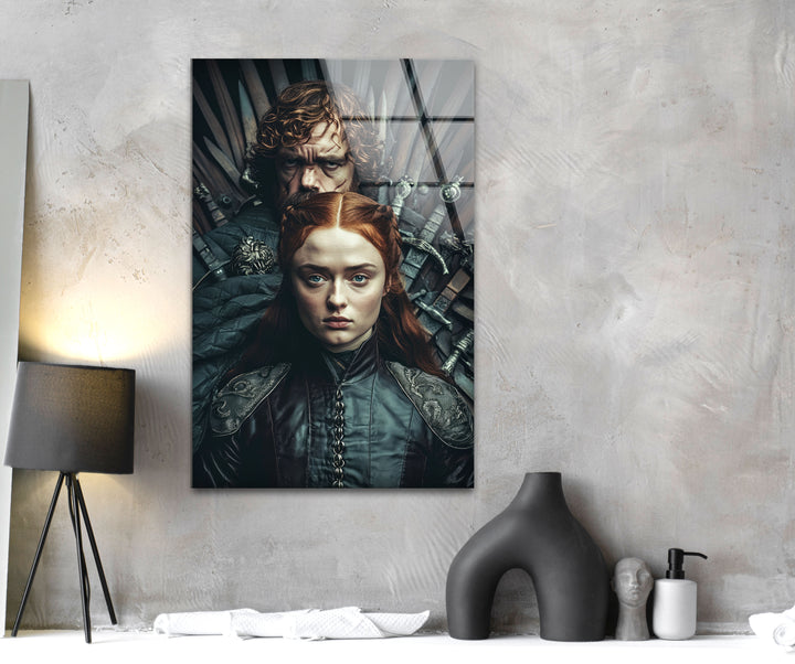 GOT Sansa Stark & Tyrion Lannister Glass Wall Art glass image printing, glass prints from photos
