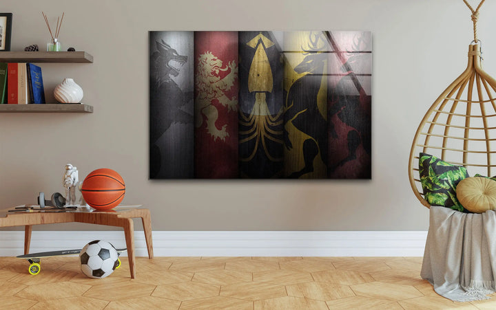 Game of Thrones Flags Glass Wall Art photo print on glass, prints on glass wall art
