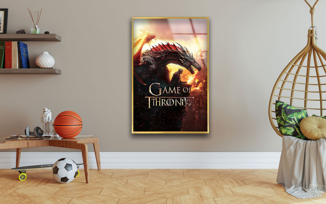 Game of Thrones Dragon & Daenerys Targaryen Glass Wall Art photo print on glass, prints on glass wall art
