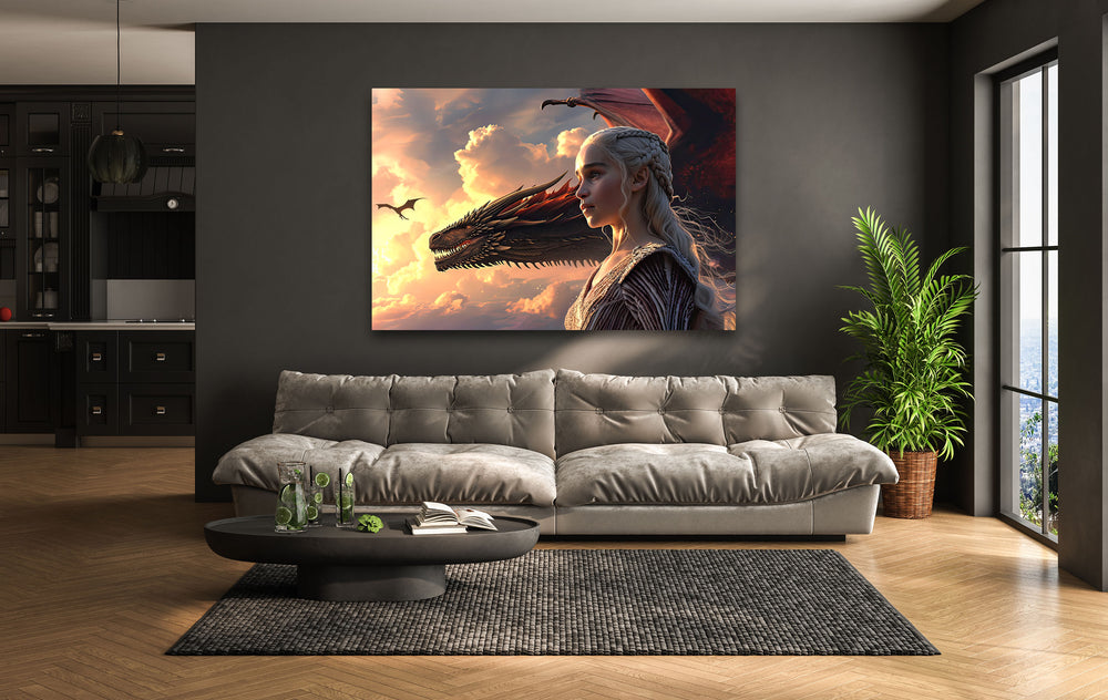 Game of Thrones Daenerys Targaryen Glass Wall Art glass art painting, glass art for the Wall
