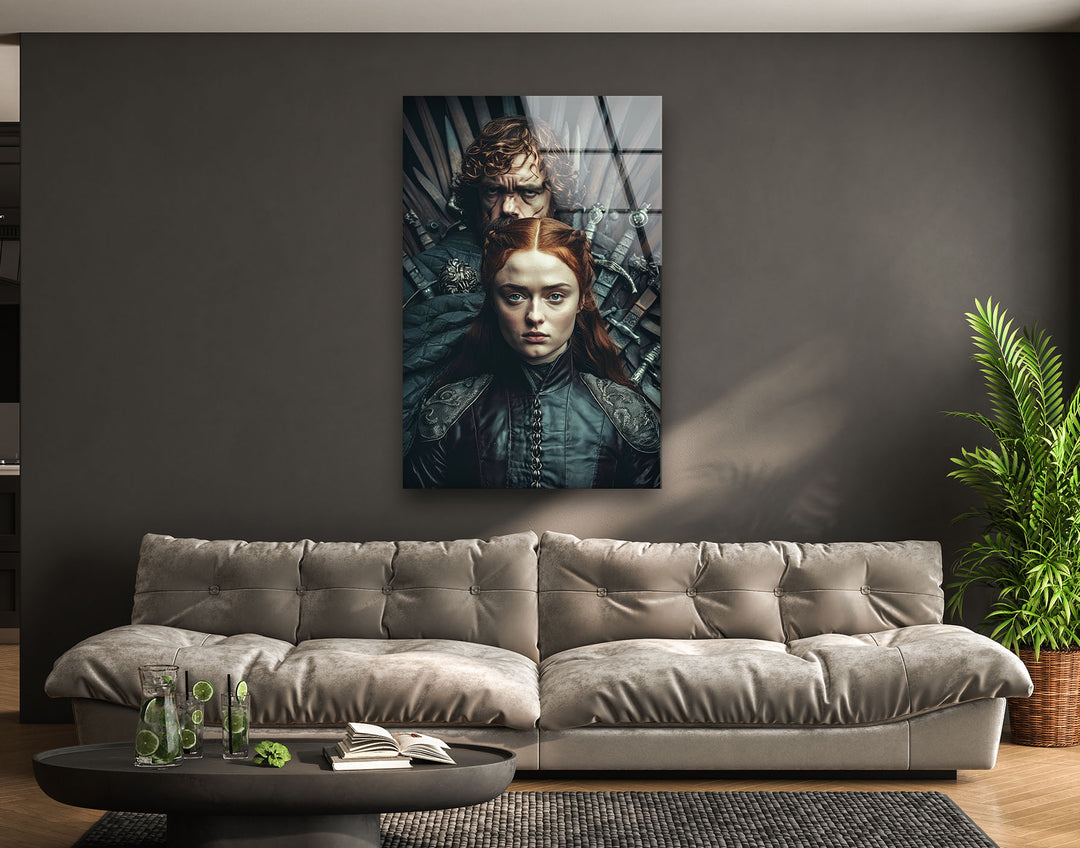 GOT Sansa Stark & Tyrion Lannister Glass Wall Art glass wall decor, glass wall art decor
