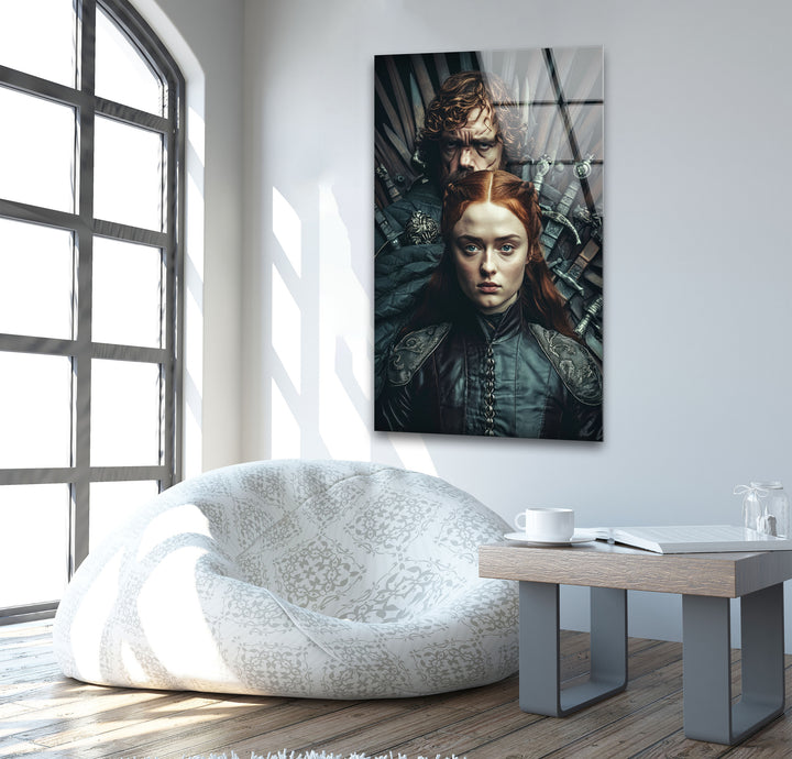 GOT Sansa Stark & Tyrion Lannister Glass Wall Art custom glass pictures, glass art prints
