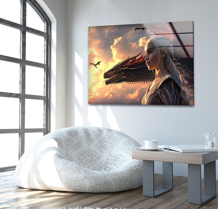 Game of Thrones Daenerys Targaryen Glass Wall Art photo print on glass, prints on glass wall art
