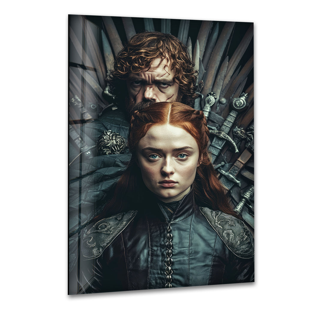 GOT Sansa Stark & Tyrion Lannister Glass Wall Art print picture on glass, Tempered Glass Wall Art
