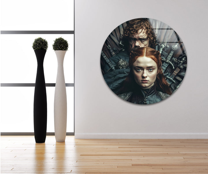 GOT Sansa Stark & Tyrion Lannister Glass Wall Art photo print on glass, prints on glass wall art
