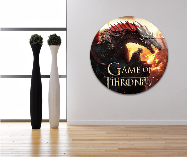 Game of Thrones Dragon & Daenerys Targaryen Glass Wall Art custom glass photo prints, large glass prints