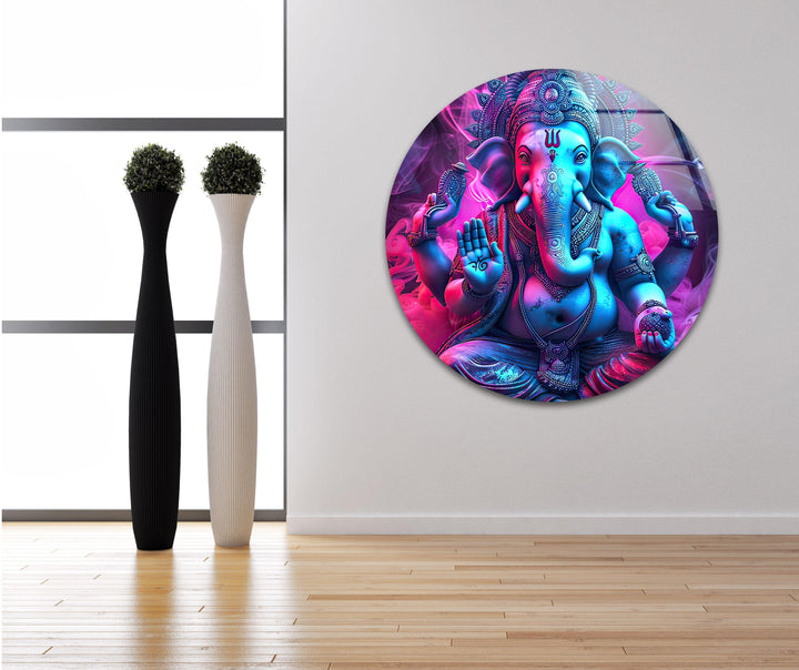 Neon Ganesha Glass Wall Art art glass wall art, glass wall art pictures
