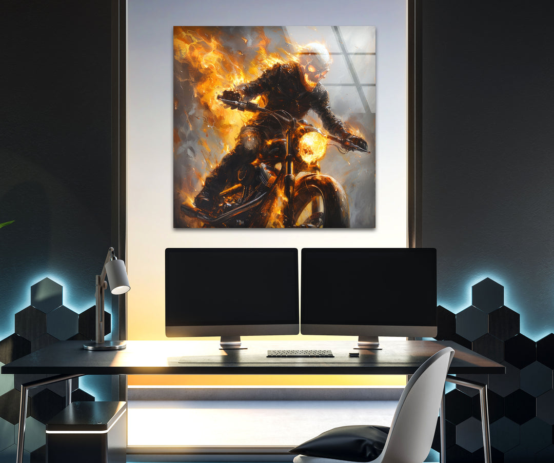 Ghost Rider Glass Wall Art print on glass, glass printed photos
