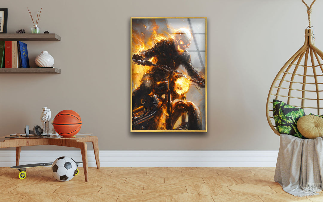 Ghost Rider Glass Wall Art Glass Printing Wall Art, Print photos on glass
