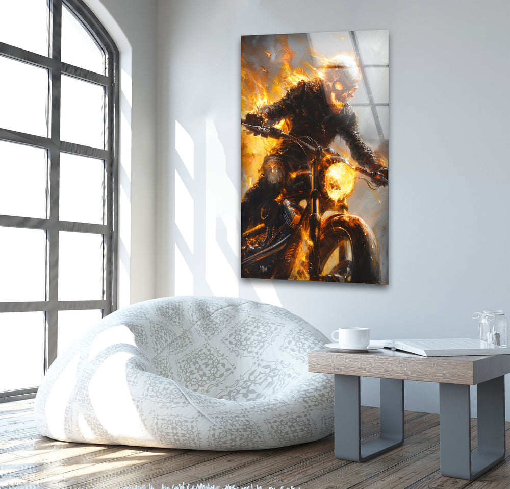 Ghost Rider Glass Wall Art photo print on glass, prints on glass wall art
