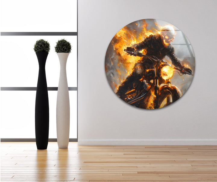 Ghost Rider Glass Wall Art glass wall decor, glass wall art decor
