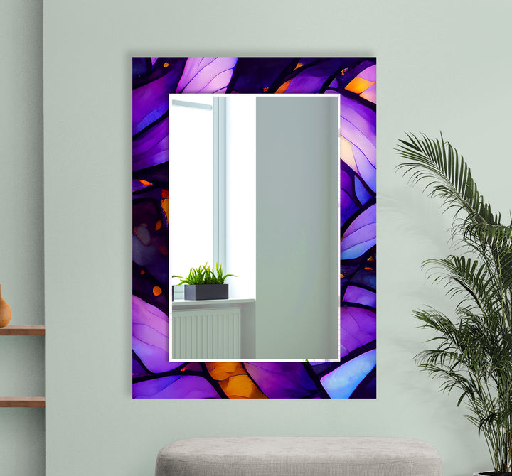 Purple Stained Flower Wall Mirror Red Wall Mirror
