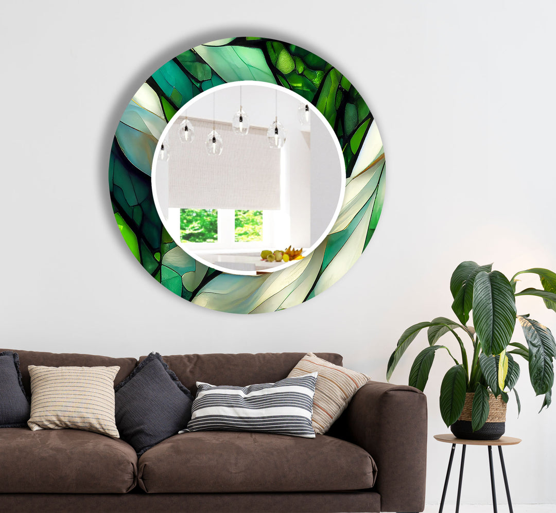 Green and White Abstract Wall Mirror wall mirror
