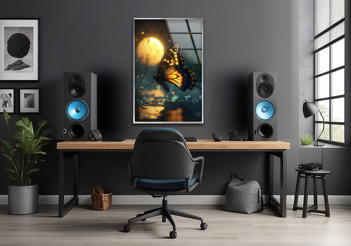 Glowing Butterfly Tempered Glass Wall Art - MyPhotoStation